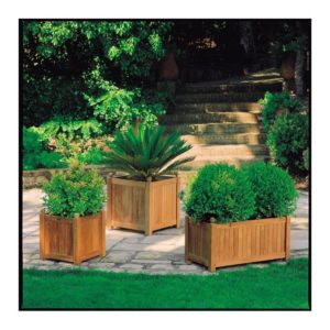 Bacs à fleurs en teck et zinc